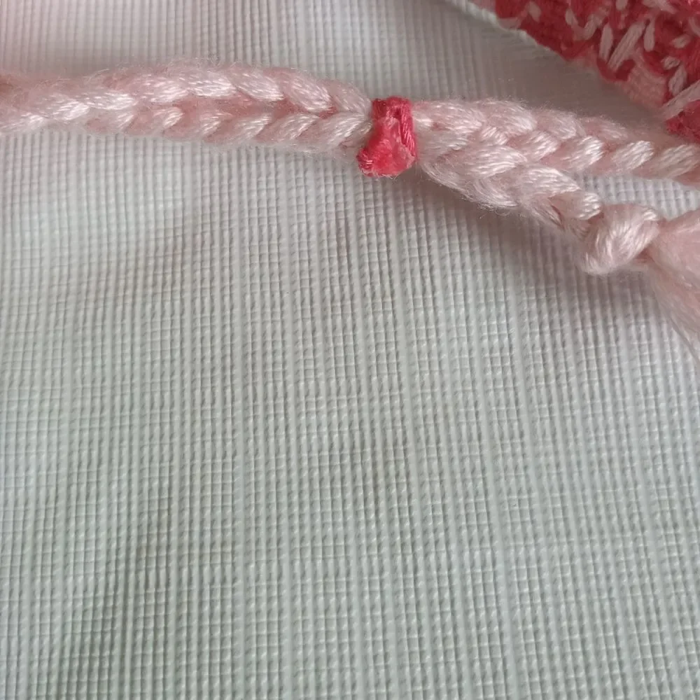 Handmade Shades of Pink Adjustable Sliding Knot Flat Alpha Flower Motif Bracelet